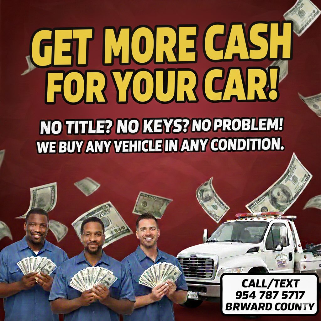 Get more cash for your junk car in Broward County, Florida.